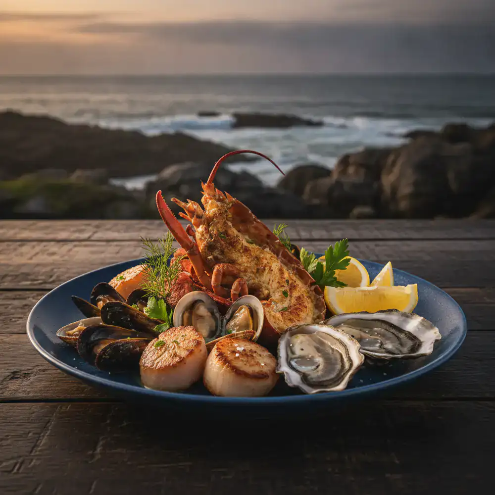 A premium plated seafood dish with fresh lemon